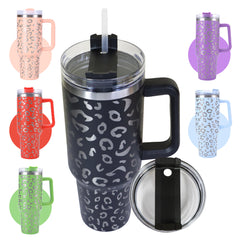 Stainless Steel Leopard Print Tumbler Travel Coffee Mug