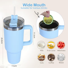 Stainless Steel with Handle, Vacuum Insulated Tumblers,Double Wall Travel Coffee Mug