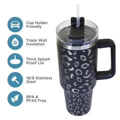 Stainless Steel Leopard Print Tumbler Travel Coffee Mug