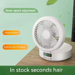 Fan With Remote Control Portable Wall-Hanging Rechargeable Usb Electric Folding Fan Nightlight Air Cooler Household